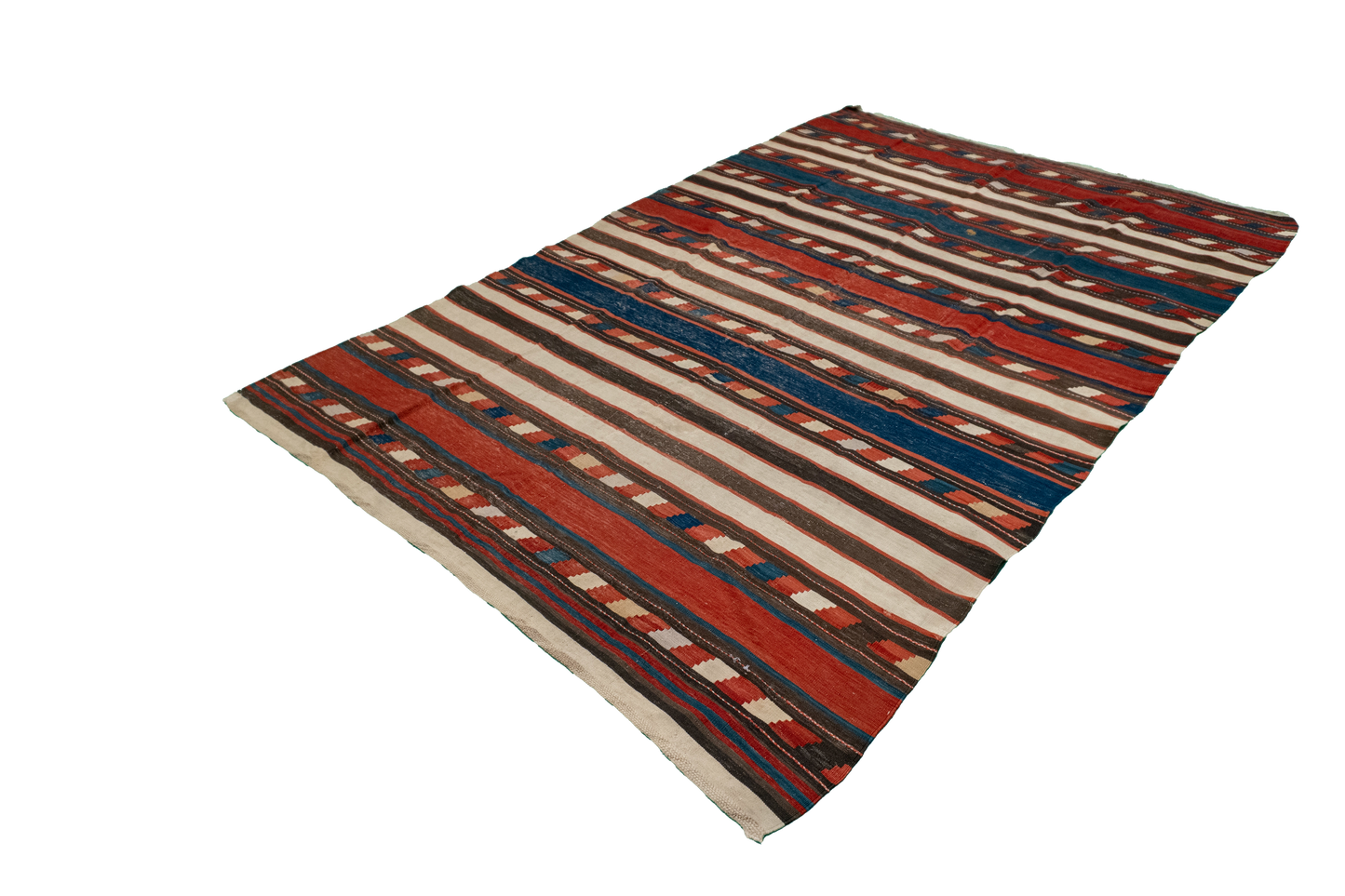 W 5 L 7.9 Kilim 100% Wool Hand-Woven Geometric Design - 55826