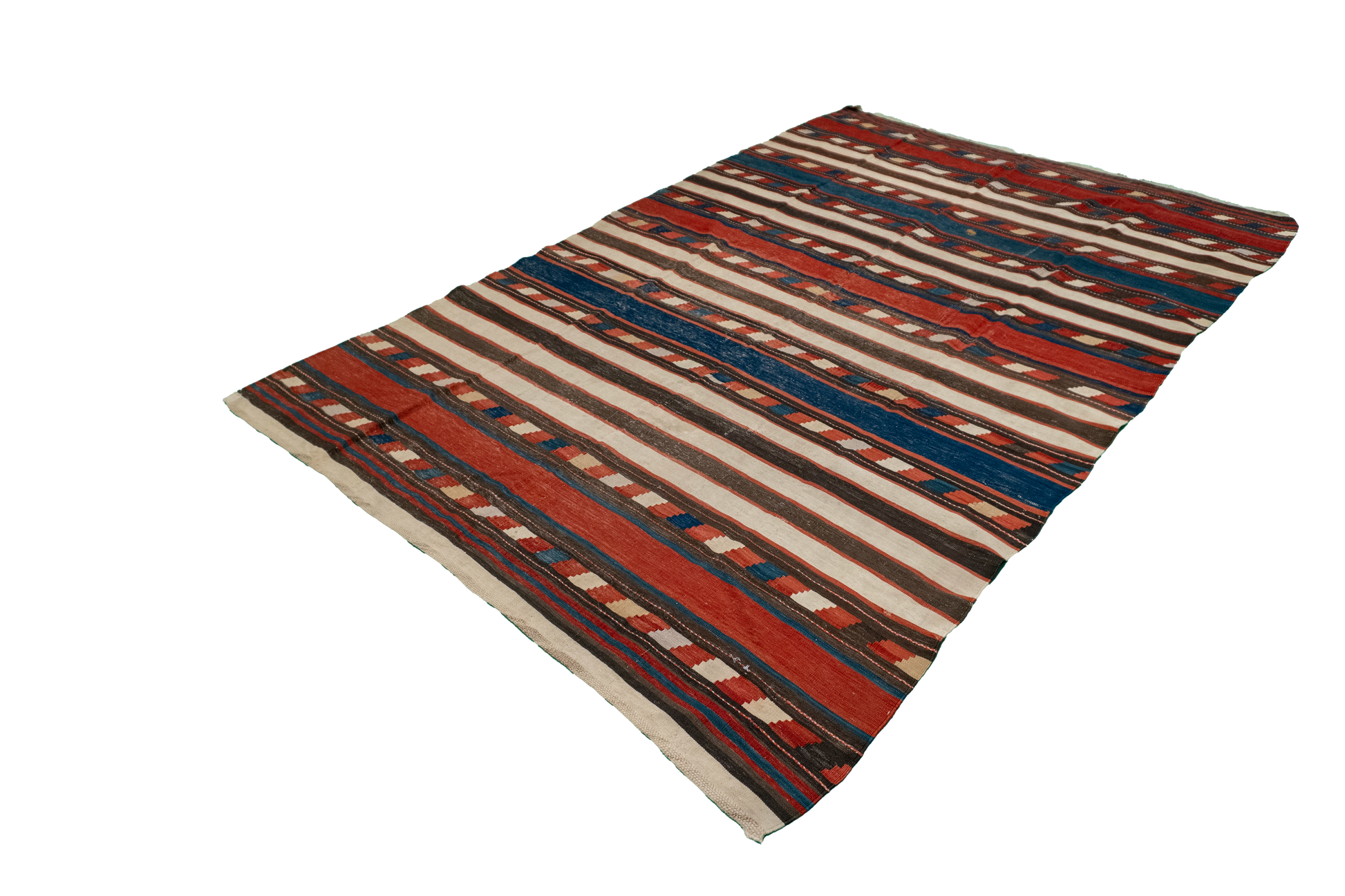 W 5 L 7.9 Kilim 100% Wool Hand-Woven Geometric Design - 55826