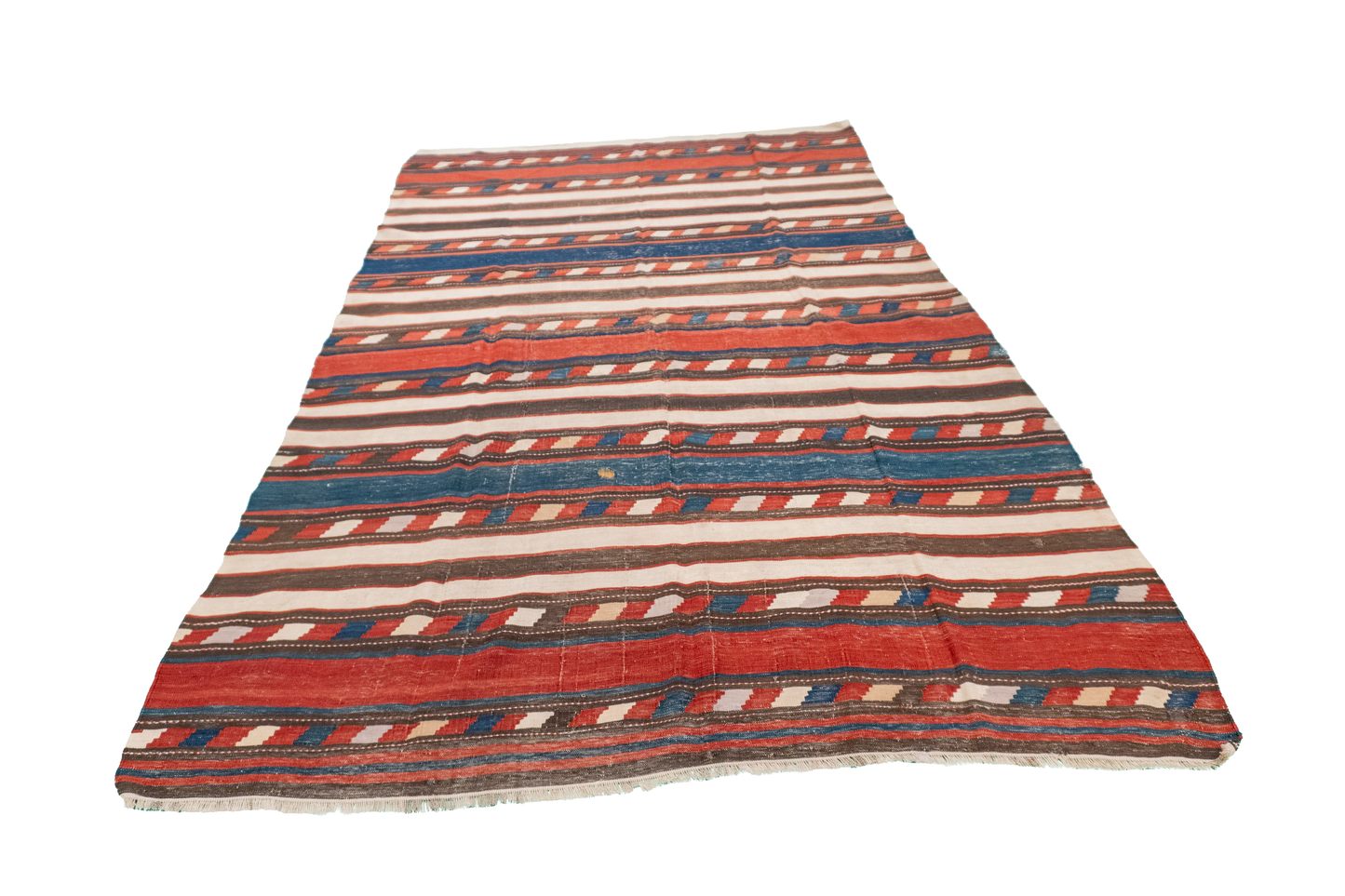 W 5 L 7.9 Kilim 100% Wool Hand-Woven Geometric Design - 55826