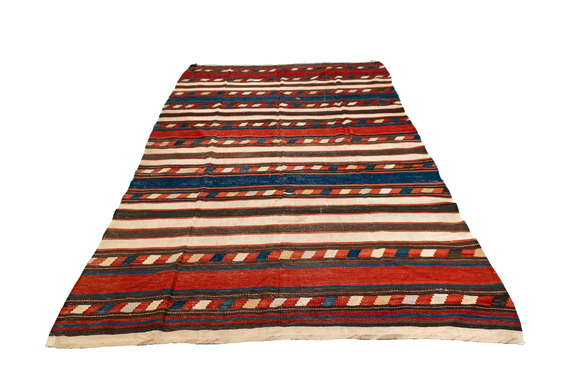 W 5 L 7.9 Kilim 100% Wool Hand-Woven Geometric Design - 55826