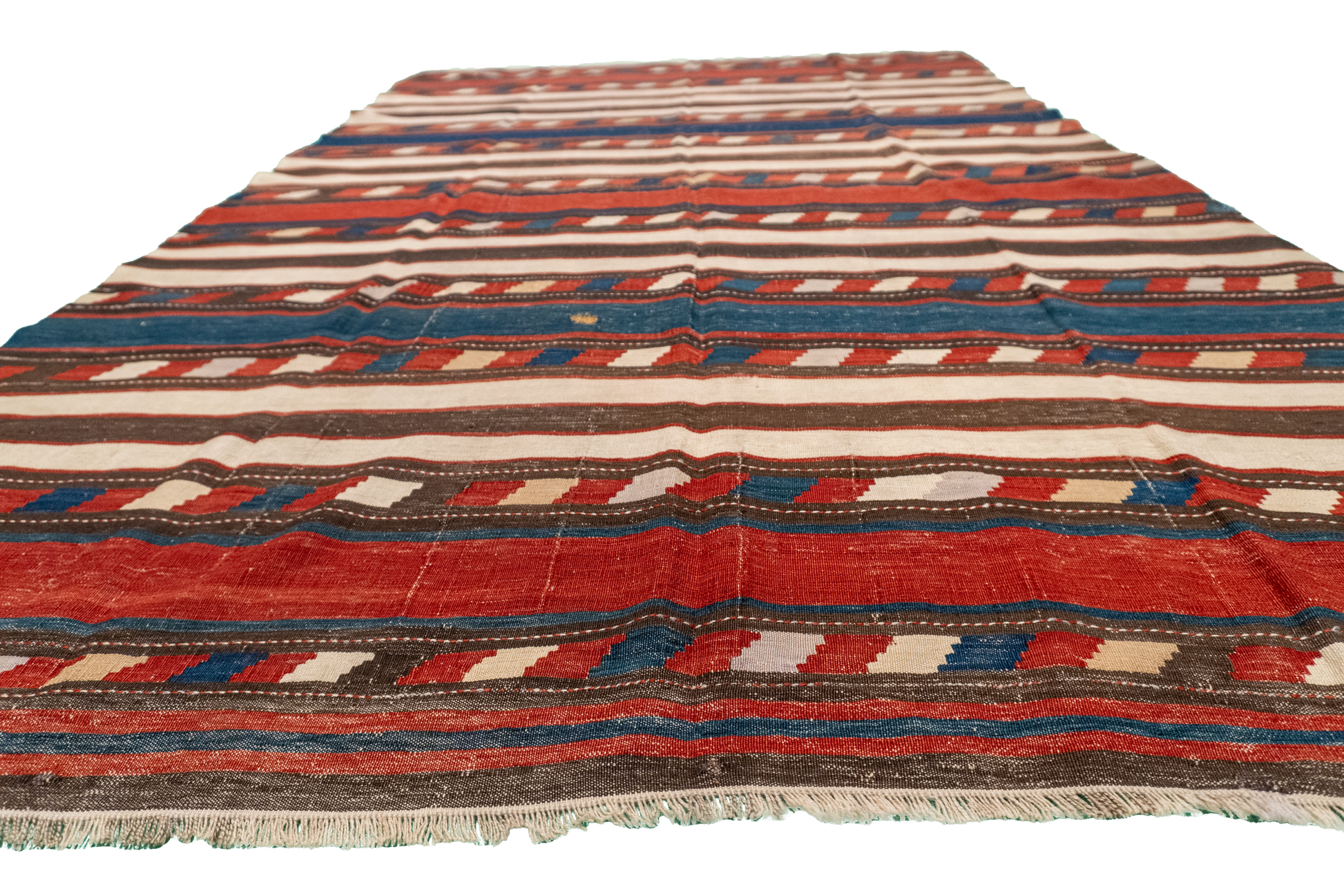 W 5 L 7.9 Kilim 100% Wool Hand-Woven Geometric Design - 55826
