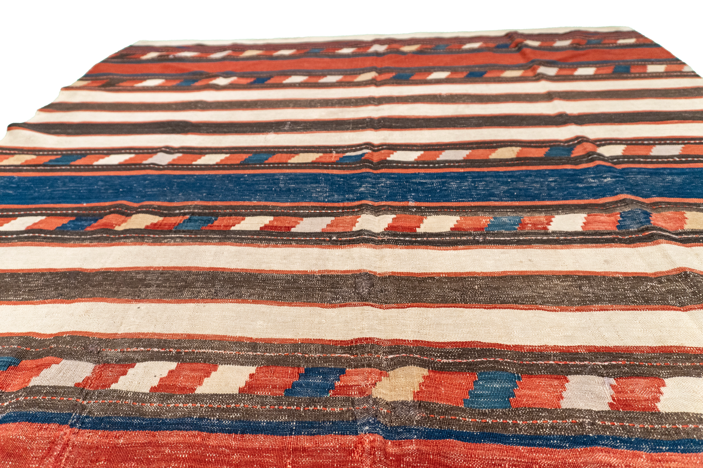 W 5 L 7.9 Kilim 100% Wool Hand-Woven Geometric Design - 55826