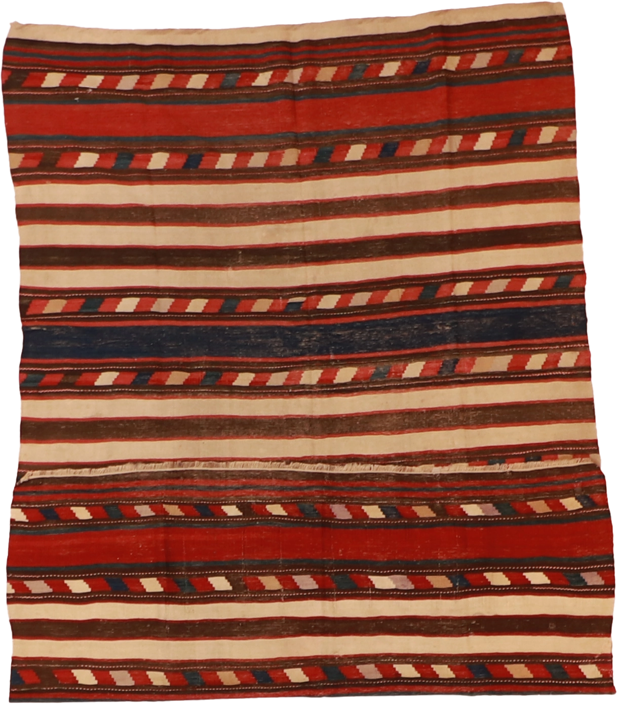 W 5 L 7.9 Kilim 100% Wool Hand-Woven Geometric Design - 55826