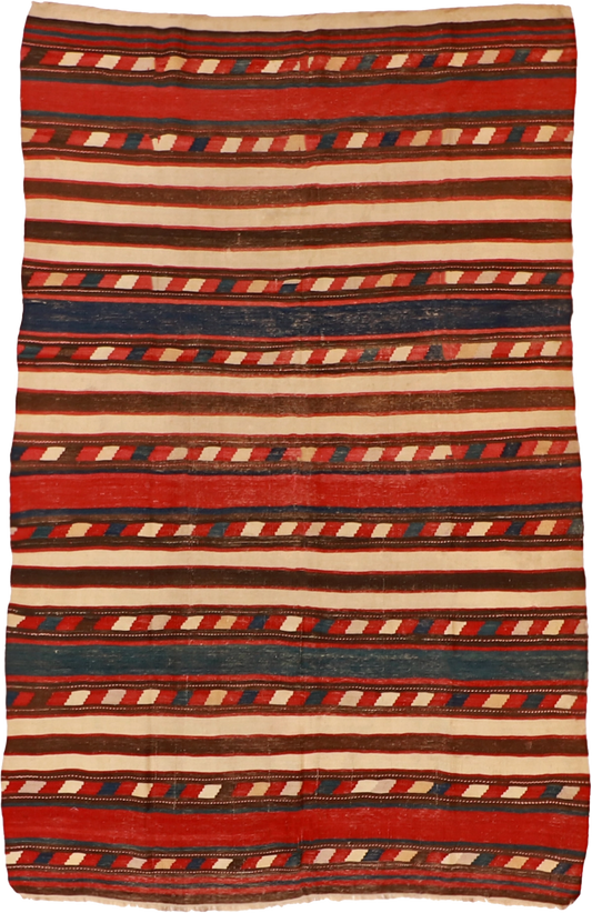 W 5 L 7.9 Kilim 100% Wool Hand-Woven Geometric Design - 55826