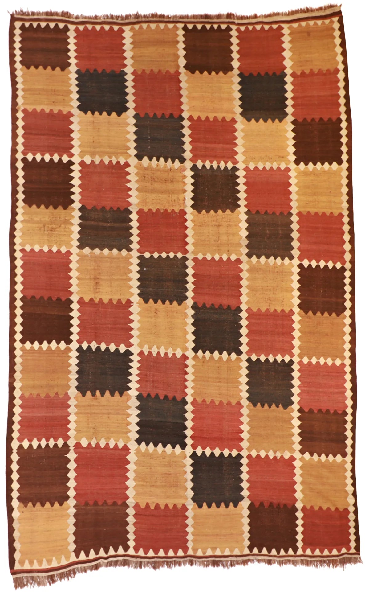 9.3 x 14.6 - Kilim Wool Geometric Rectangle - Finest Hand-Knotted Quality Wool — 55861