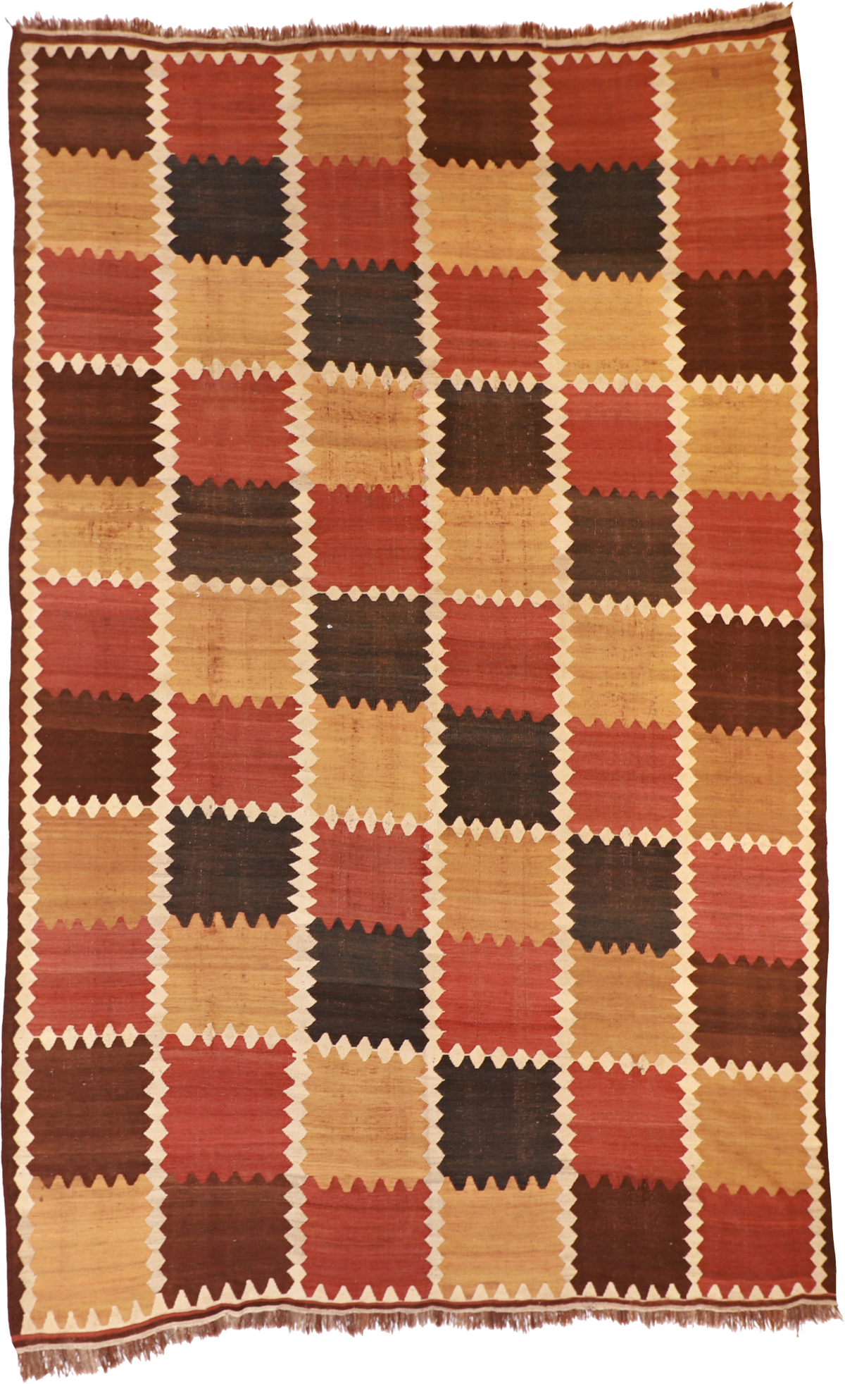 W 9.3 L 14.6 Kilim 100% Wool Hand-Woven Geometric Design - 55861