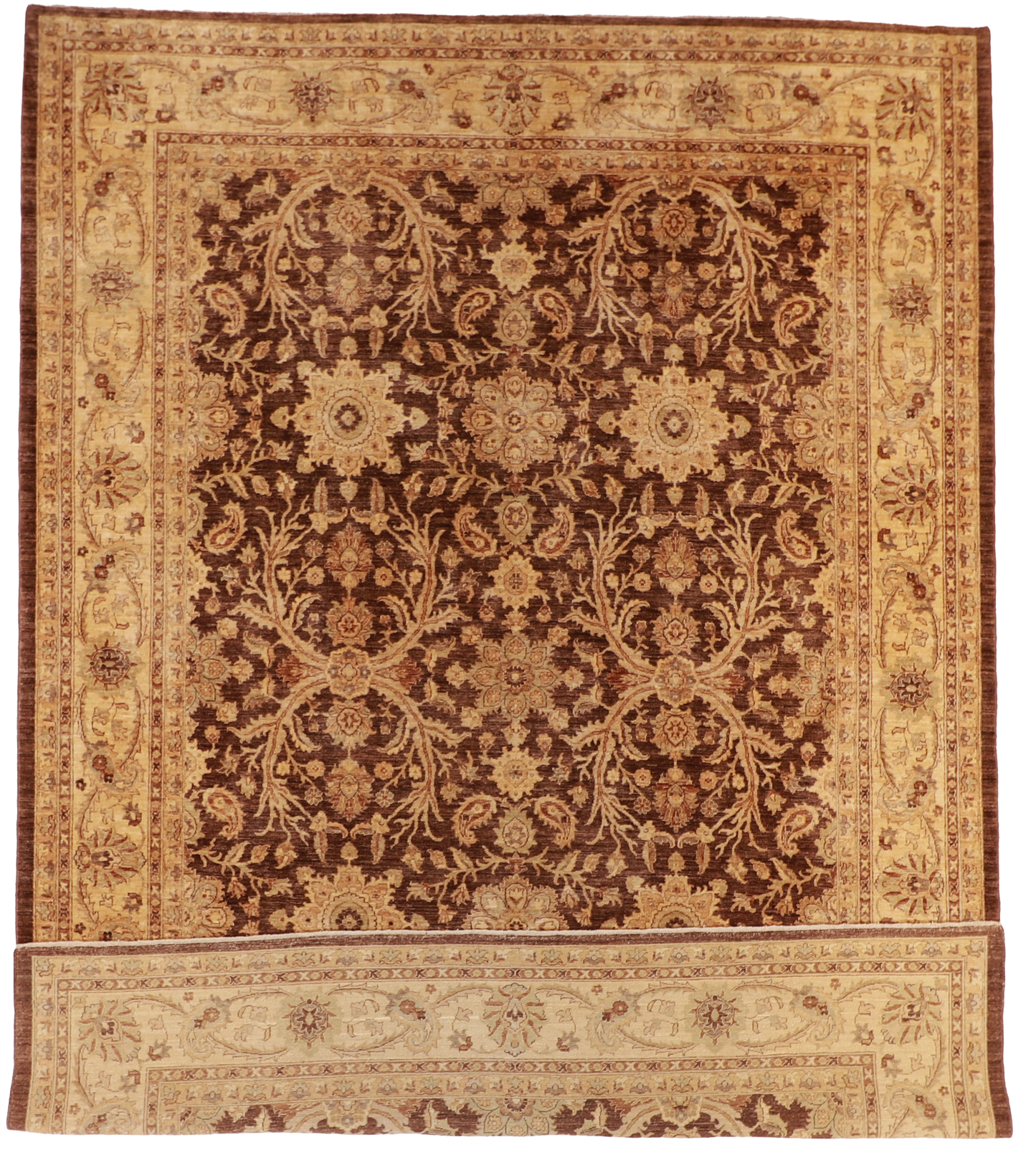 W 10 L 13.6 Mashad 100% Wool Hand-Woven All-Over Design - 56072