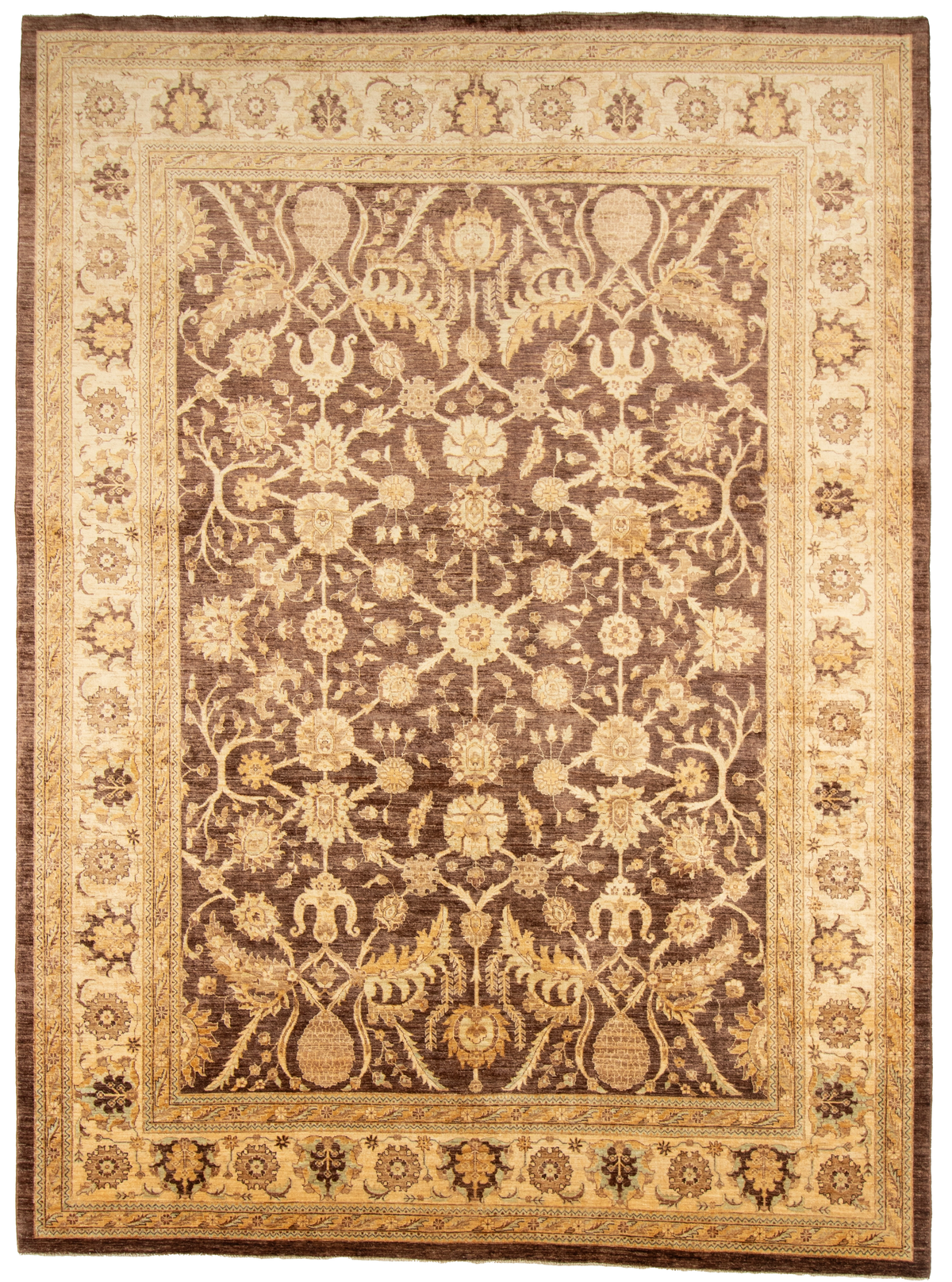 W 10 L 13.2 Mahal 100% Wool Hand-Woven All-Over Design - 56077