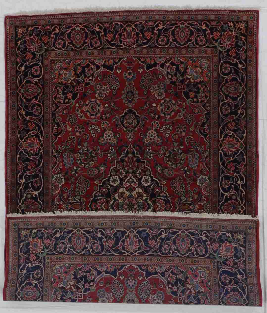 W 4.5 - L 6.9 - Kashan Wool Traditional Rectangle - Finest Hand-Knotted Quality Wool - 56095