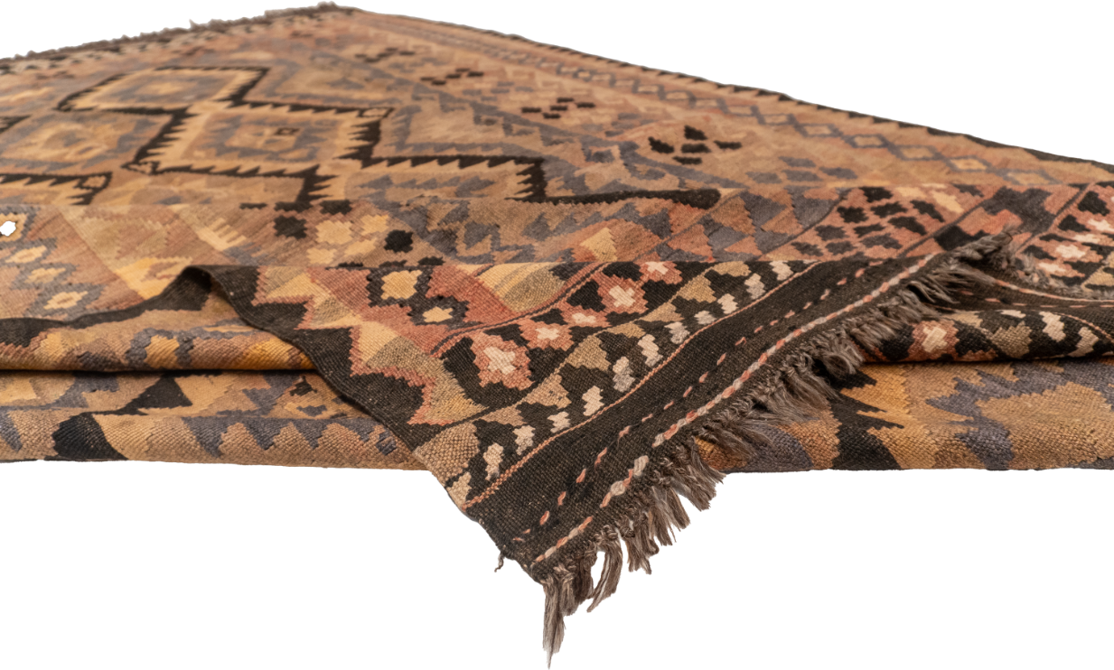 W 6.4 - L 10 - Kilim Wool Geometric Rectangle - Finest Hand-Made Quality Wool - 56097