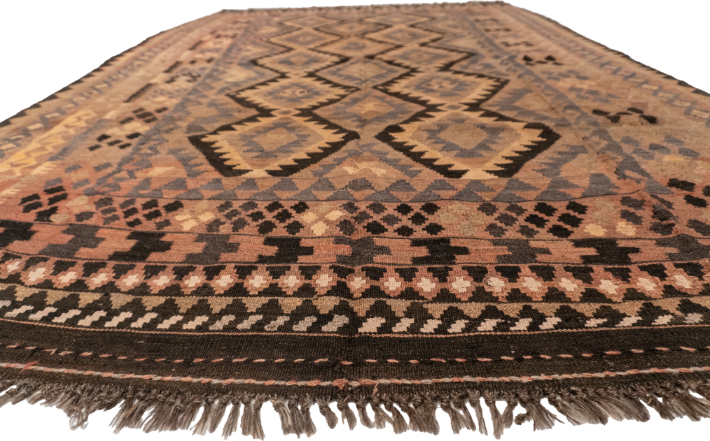 W 6.4 - L 10 - Kilim Wool Geometric Rectangle - Finest Hand-Made Quality Wool - 56097