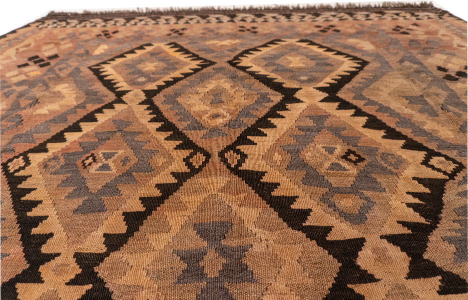 W 6.4 - L 10 - Kilim Wool Geometric Rectangle - Finest Hand-Made Quality Wool - 56097