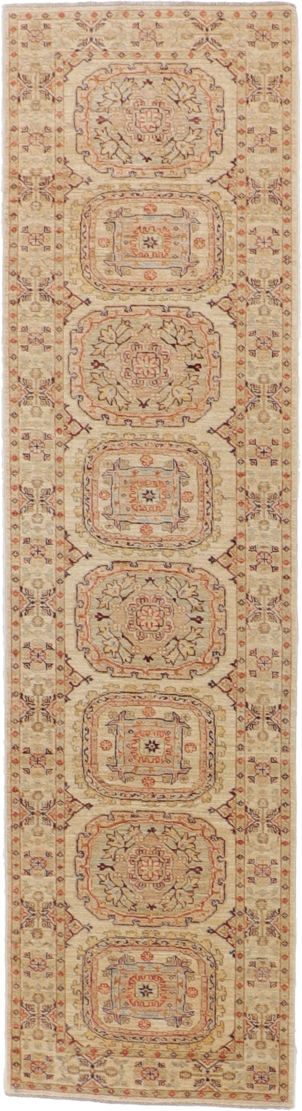 W 2.7 L 9.6 Herekeh Runner 100% Wool Hand-Woven All-Over Design - 56128