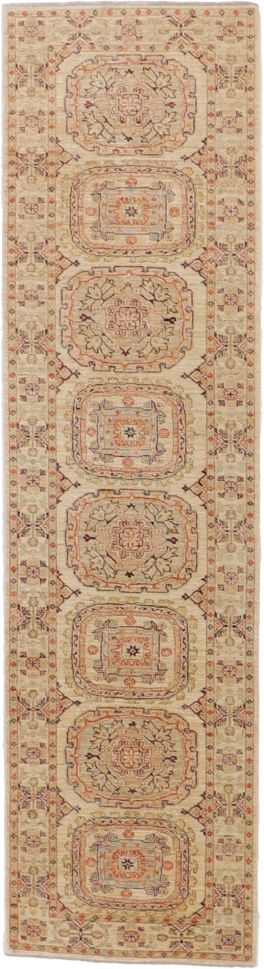 W 2.7 L 9.6 Herekeh Runner 100% Wool Hand-Woven All-Over Design - 56128