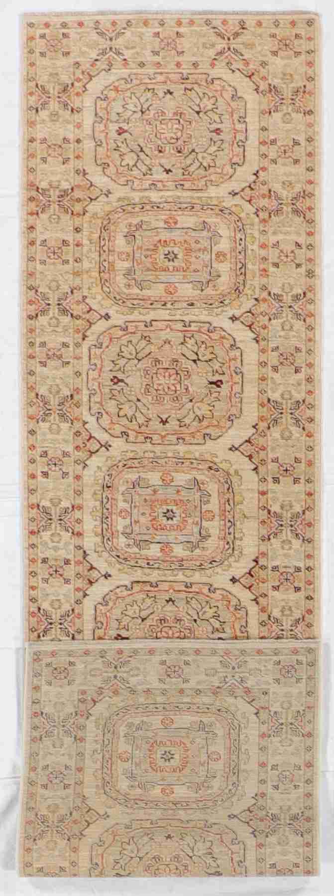 W 2.7 L 9.6 Herekeh Runner 100% Wool Handmade All Over Design - 56128