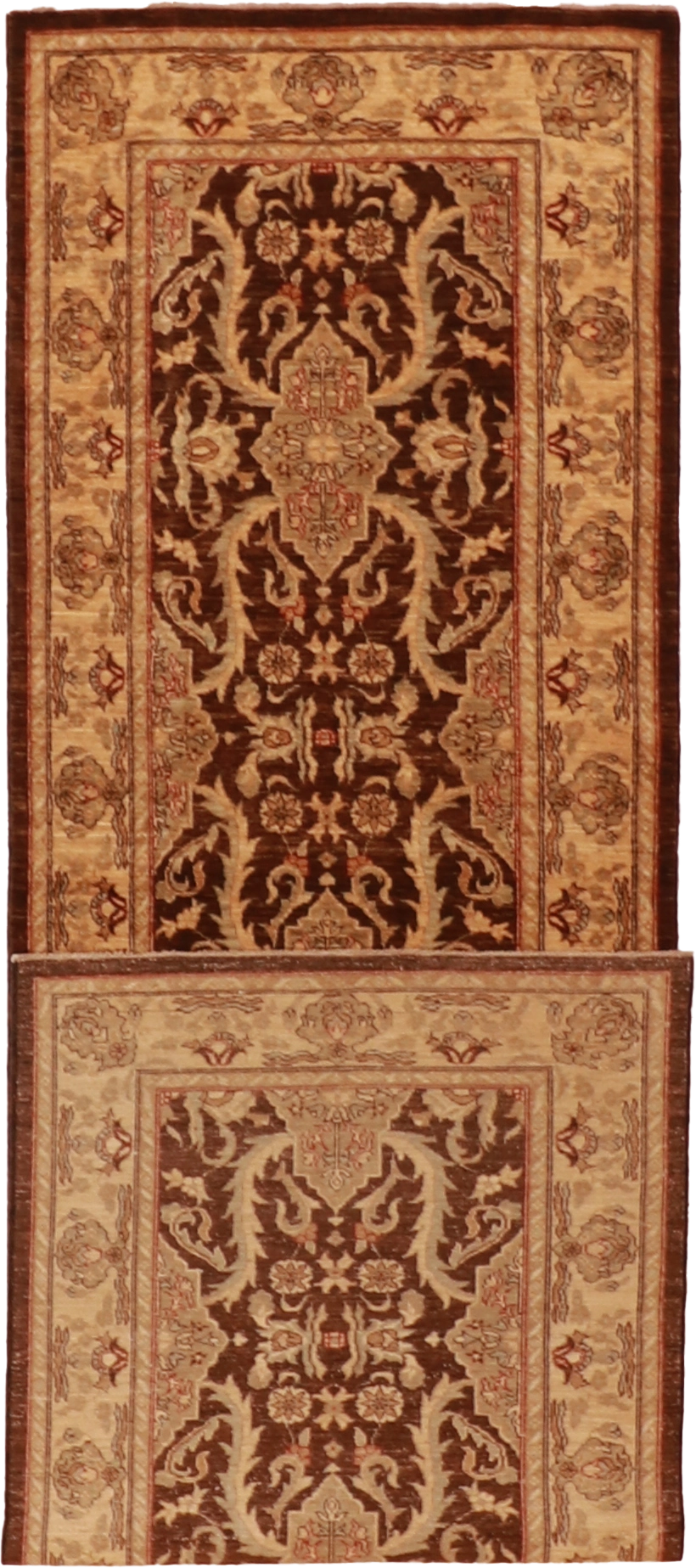 W 3.4 L 11 Mahal Runner 100% Wool Hand-Woven All-Over Design - 56131