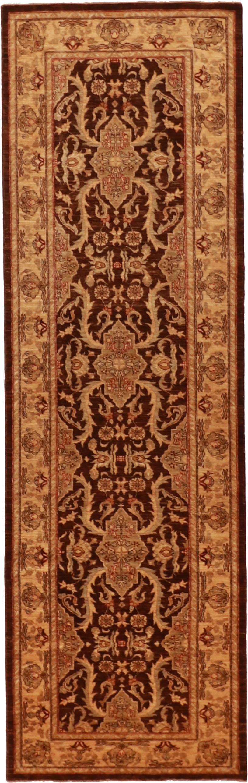 W 3.4 L 11 Mahal Runner 100% Wool Hand-Woven All-Over Design - 56131