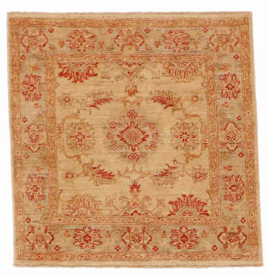 3 x 3 - Agra Wool All Over Square - Finest Hand-Knotted Quality Wool — 56134