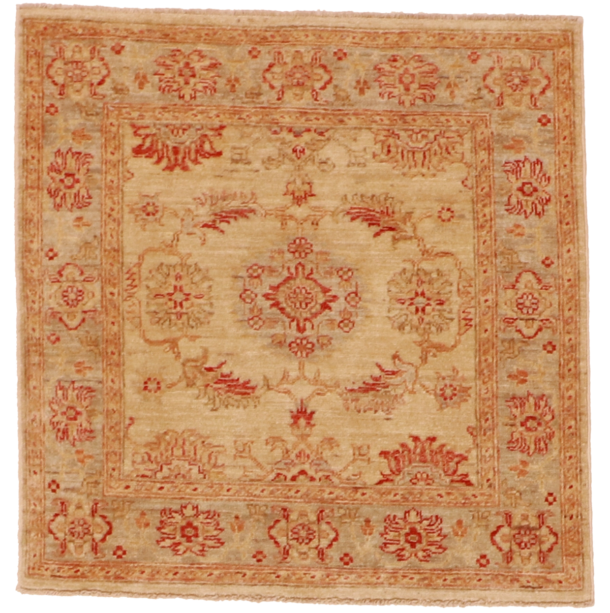 W 3 L 3 Agra Square 100% Wool Hand-Woven All-Over Design - 56134