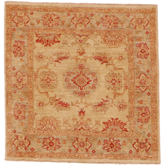 W 3 L 3 Agra Square 100% Wool Hand-Woven All-Over Design - 56134