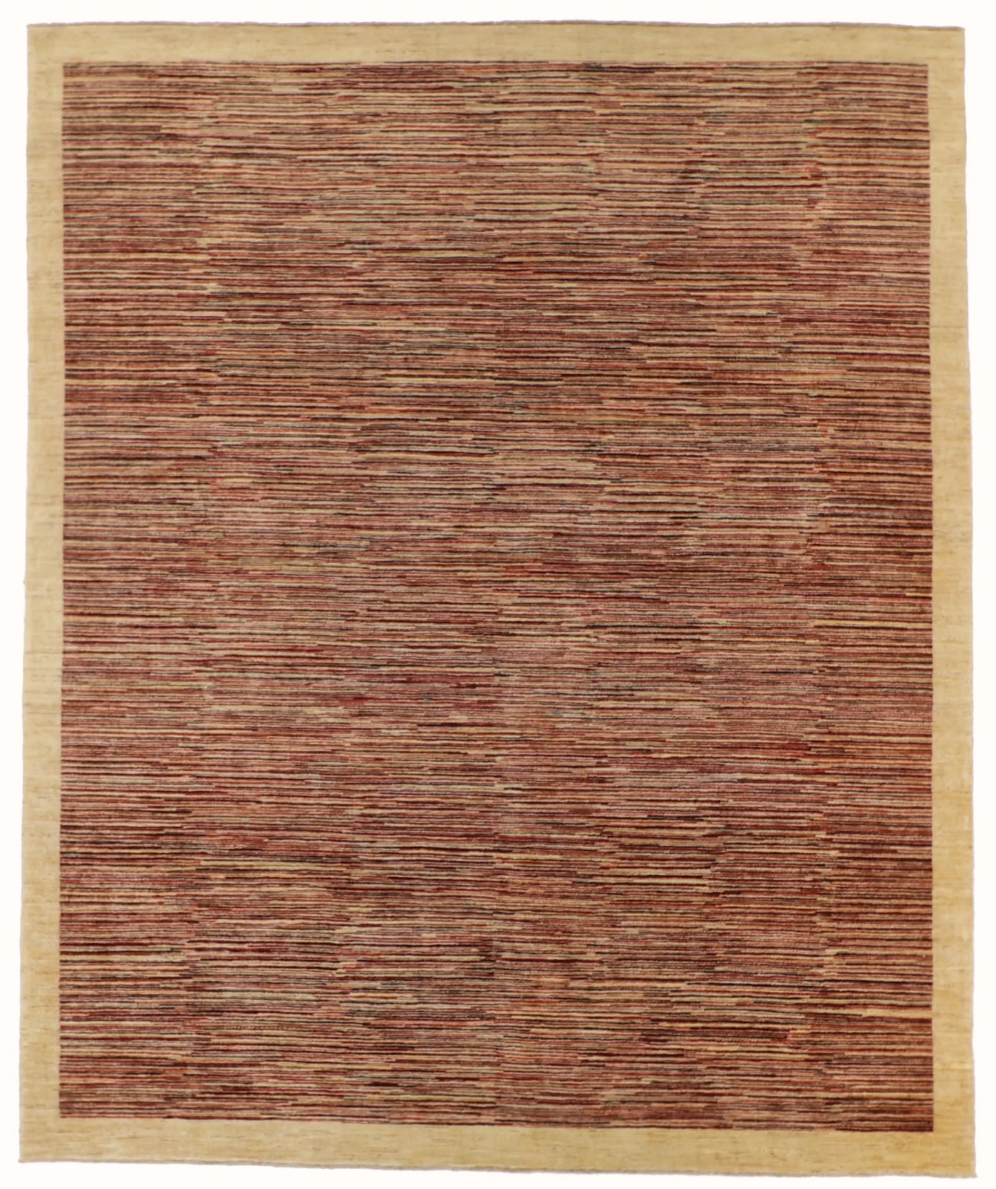 7.11 x 9.8 - Modern Wool Contemporary Rectangle - Finest Hand-Knotted Quality Wool — 56163