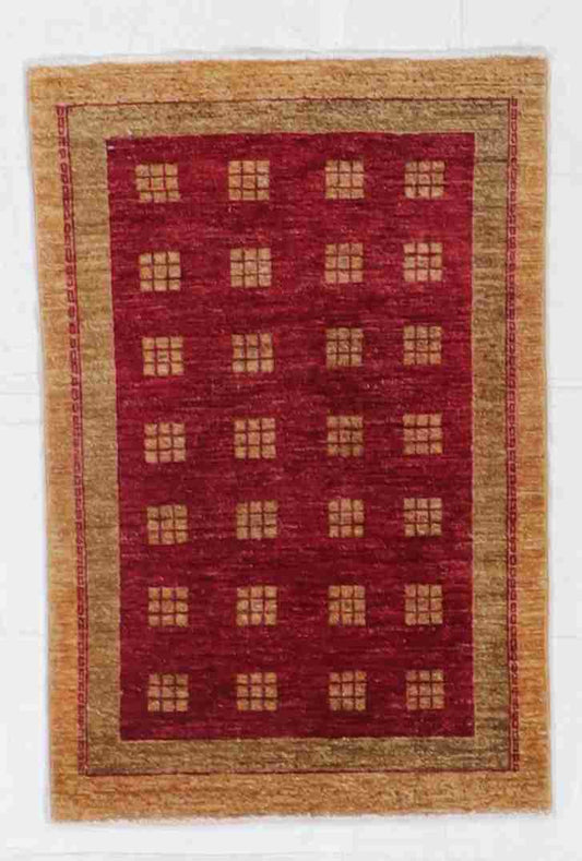 W 2.9 - L 4 - Modern Wool All Over Rectangle - Finest Hand-Knotted Quality Wool - 56171