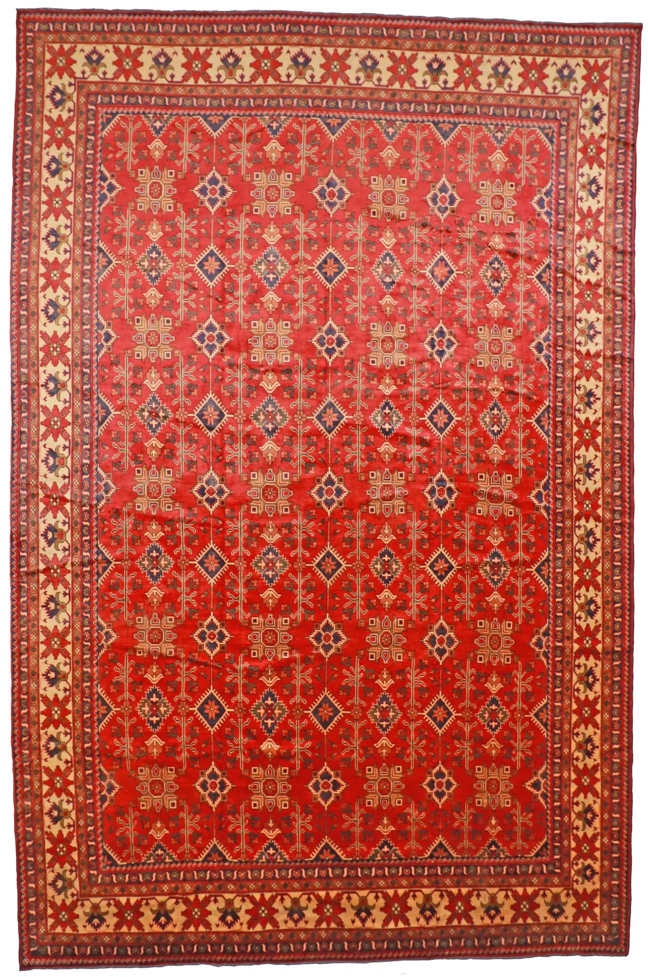 12.3 x 18.9 - Gashgai Wool Geometric Rectangle - Finest Hand-Knotted Quality Wool — 56174