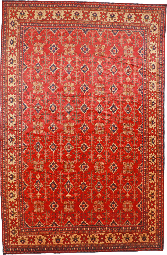 W 12.3 L 18.9 Gashgai 100% Wool Hand-Woven Geometric Design - 56174