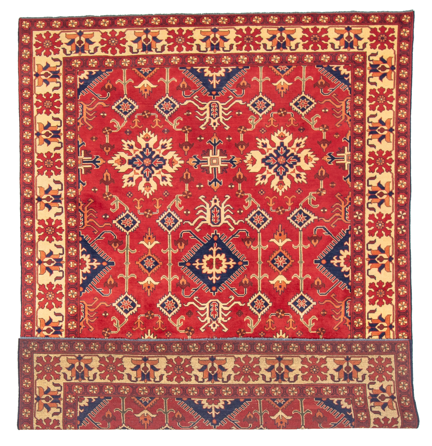 W 7 L 9.2 Bakhtiarie 100% Wool Hand-Woven Geometric Design - 56177