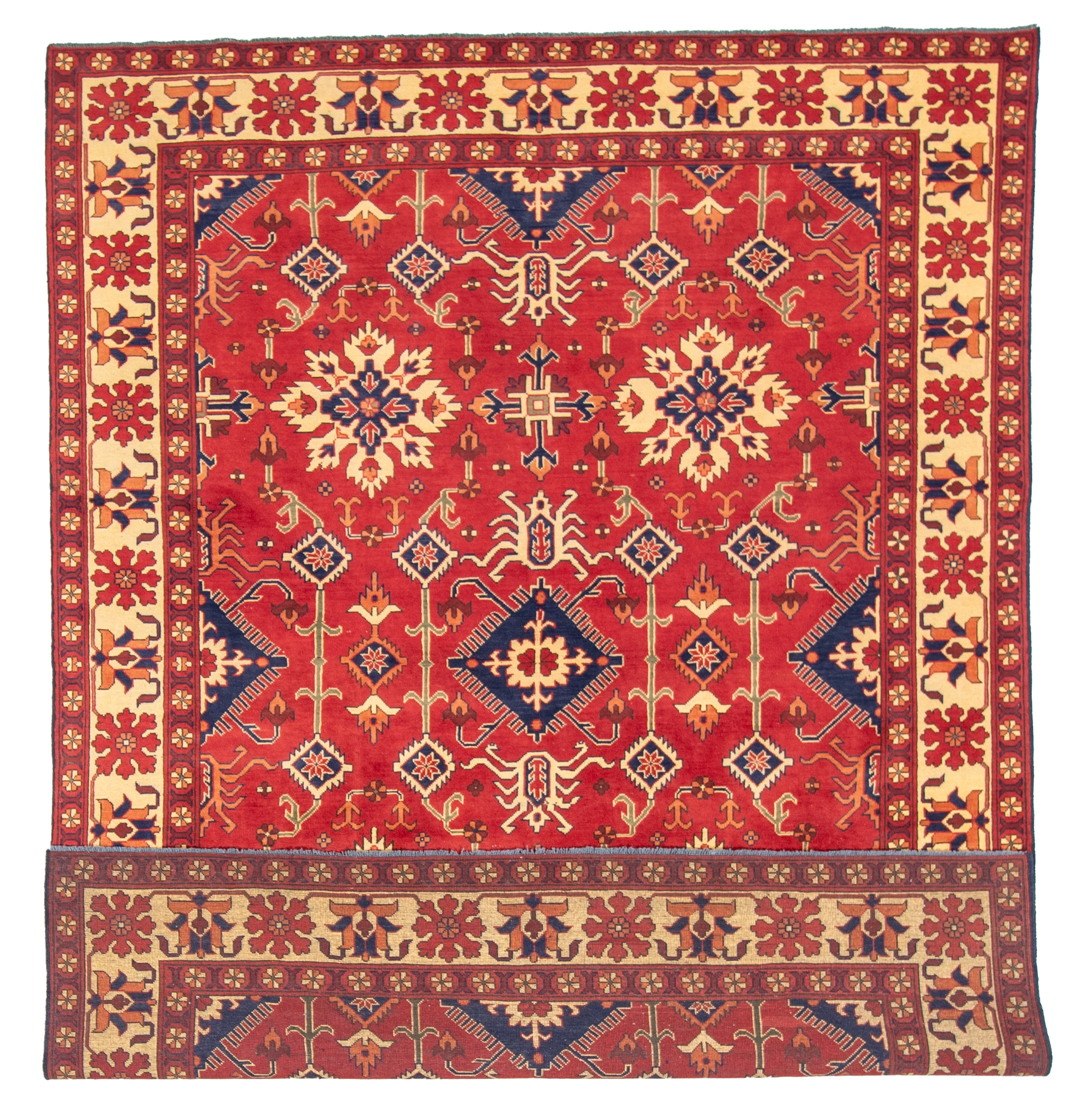 W 7 L 9.2 Bakhtiarie 100% Wool Hand-Woven Geometric Design - 56177