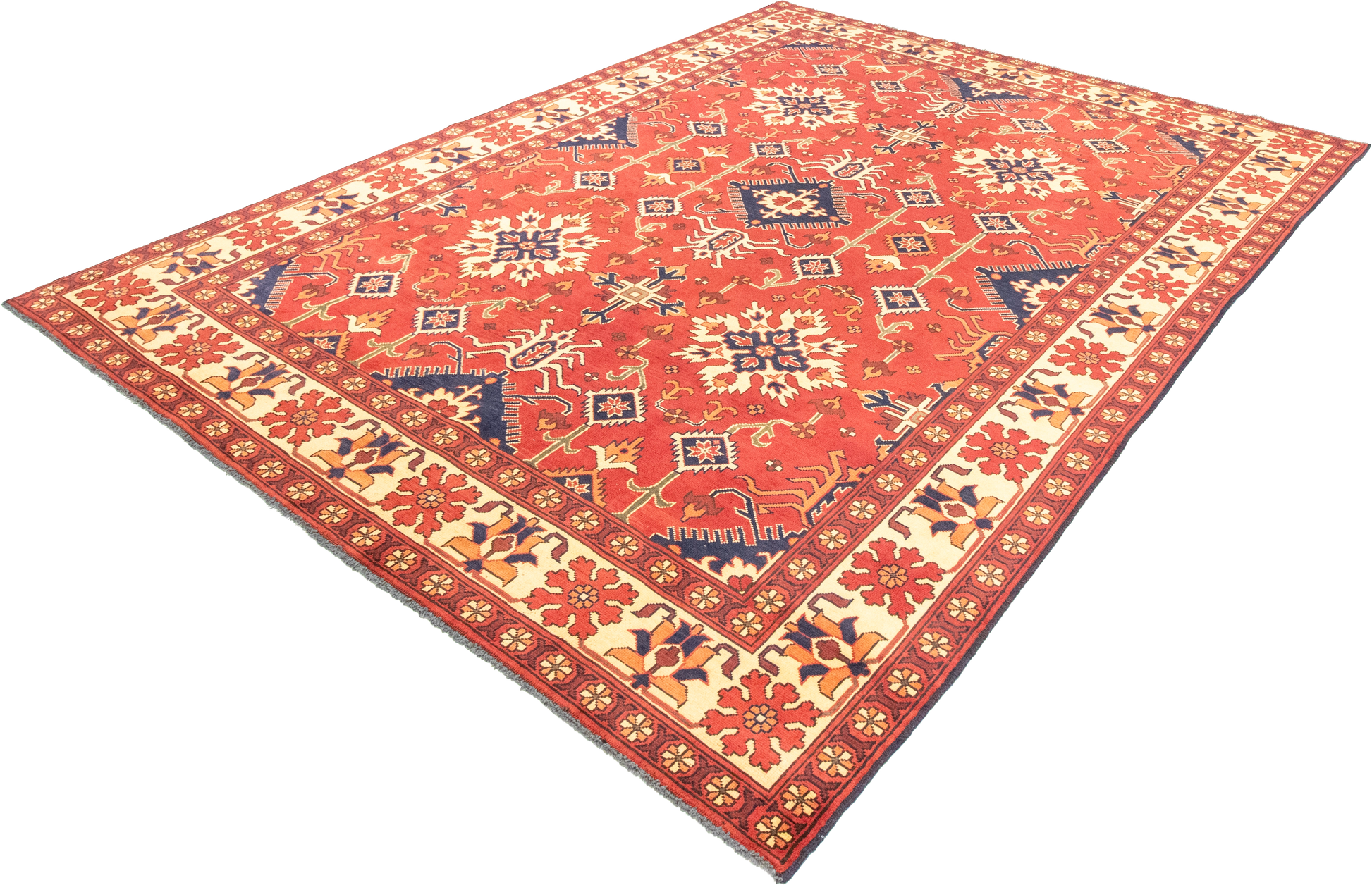 W 7 L 9.2 Bakhtiarie 100% Wool Hand-Woven Geometric Design - 56177