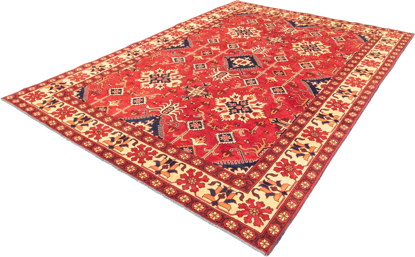 W 7 L 9.2 Bakhtiarie 100% Wool Hand-Woven Geometric Design - 56177