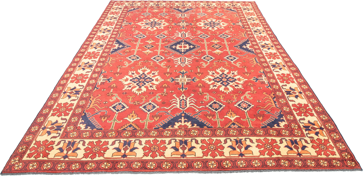 W 7 L 9.2 Bakhtiarie 100% Wool Hand-Woven Geometric Design - 56177