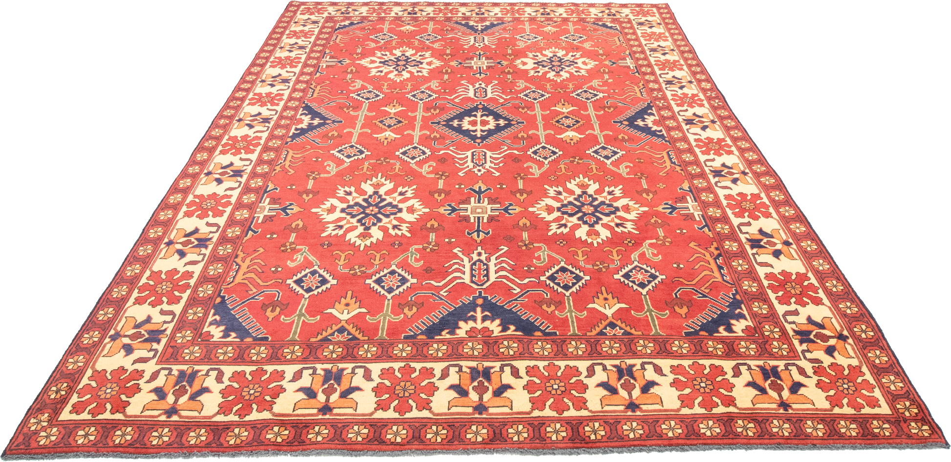 W 7 L 9.2 Bakhtiarie 100% Wool Hand-Woven Geometric Design - 56177