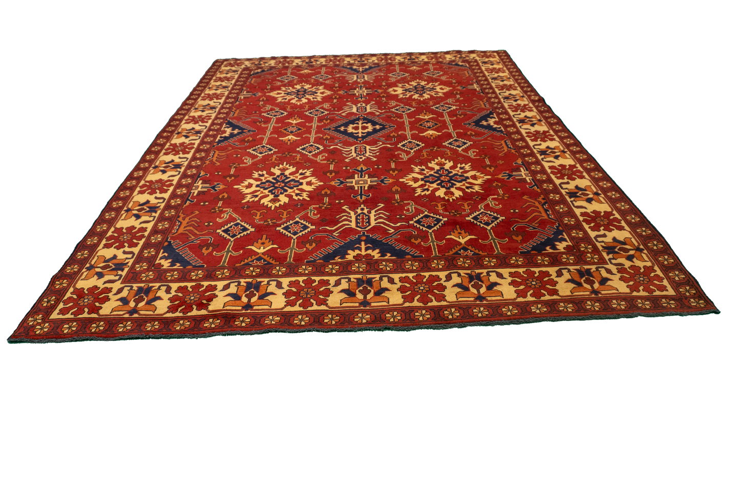 W 7 L 9.2 Bakhtiarie 100% Wool Hand-Woven Geometric Design - 56177