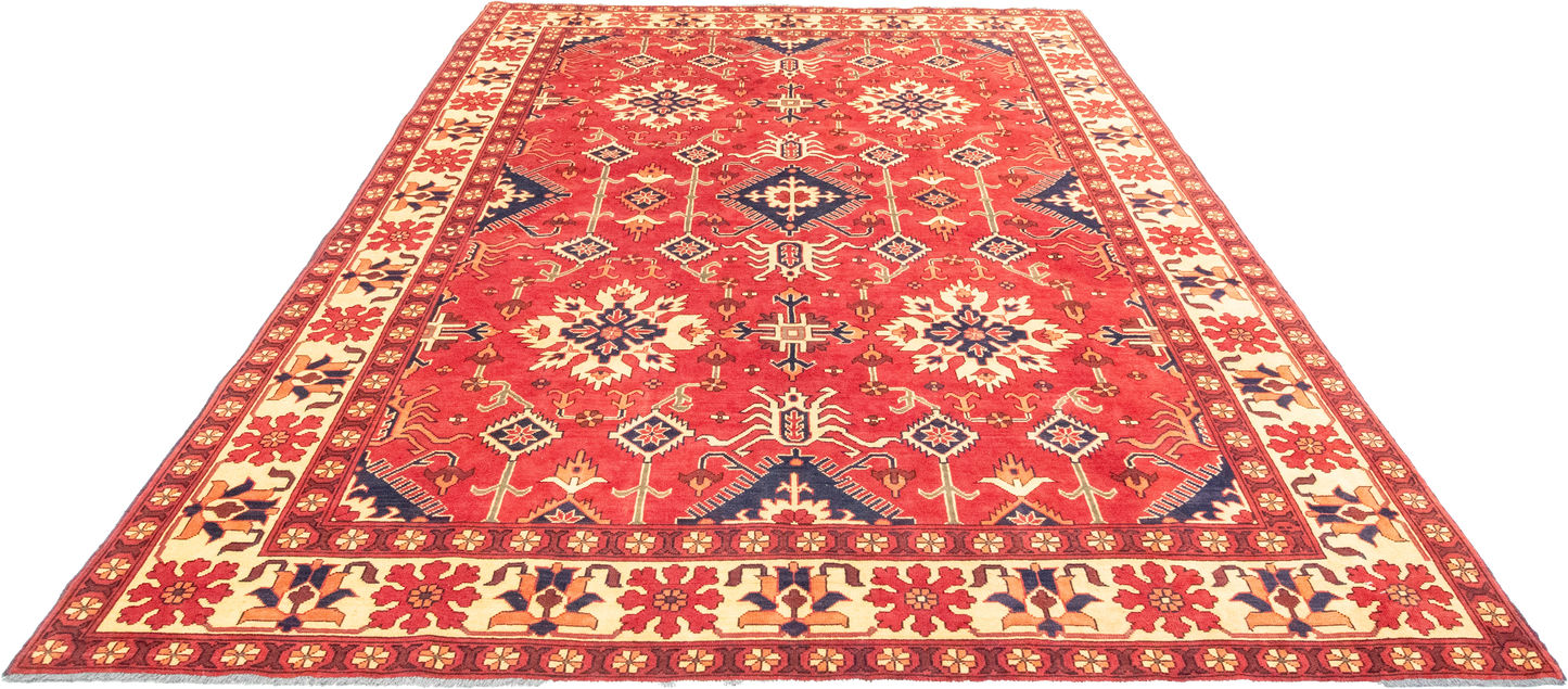 W 7 L 9.2 Bakhtiarie 100% Wool Hand-Woven Geometric Design - 56177