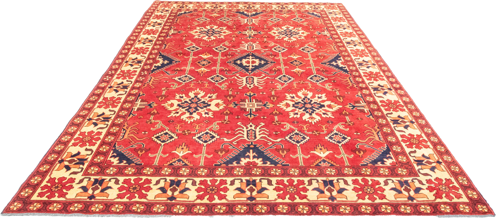 W 7 L 9.2 Bakhtiarie 100% Wool Hand-Woven Geometric Design - 56177