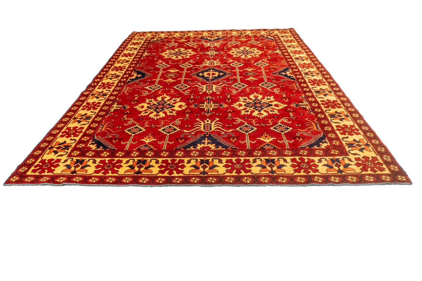 W 7 L 9.2 Bakhtiarie 100% Wool Hand-Woven Geometric Design - 56177