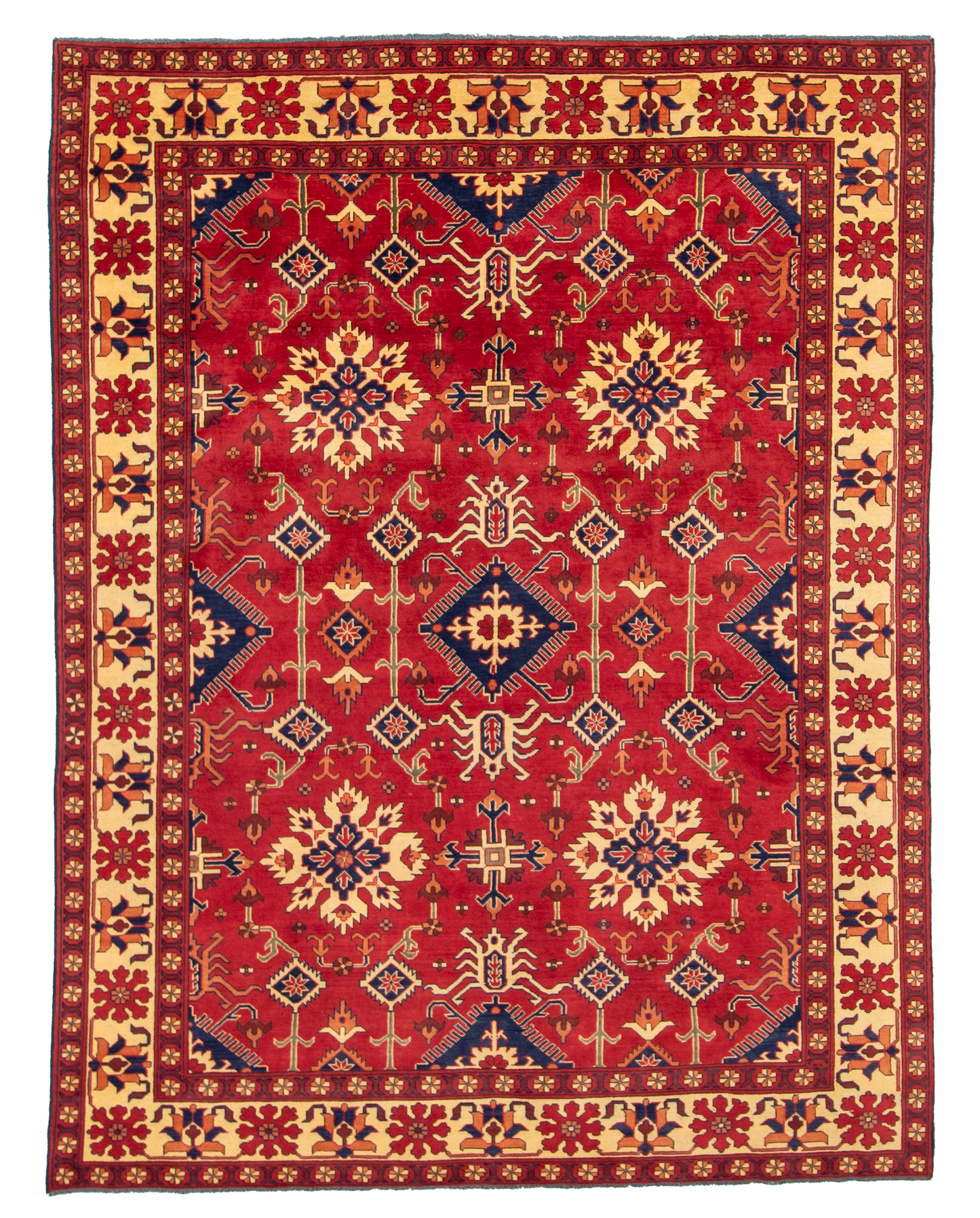 W 7 L 9.2 Bakhtiarie 100% Wool Hand-Woven Geometric Design - 56177