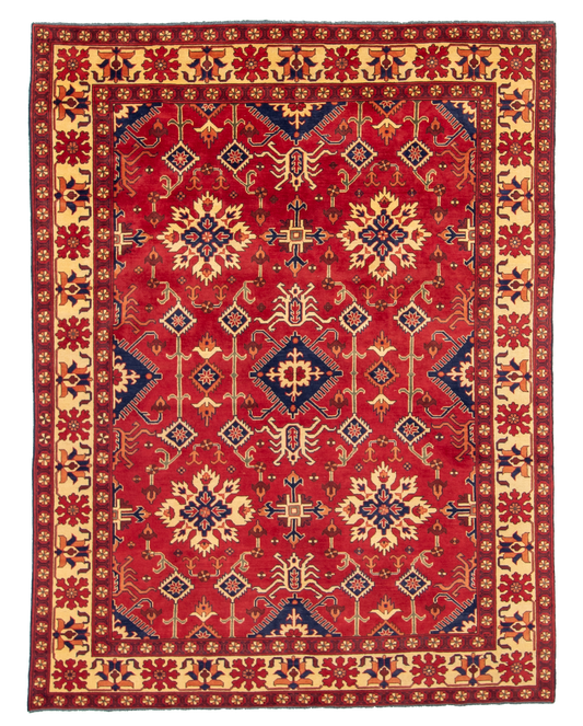 W 7 L 9.2 Bakhtiarie 100% Wool Hand-Woven Geometric Design - 56177