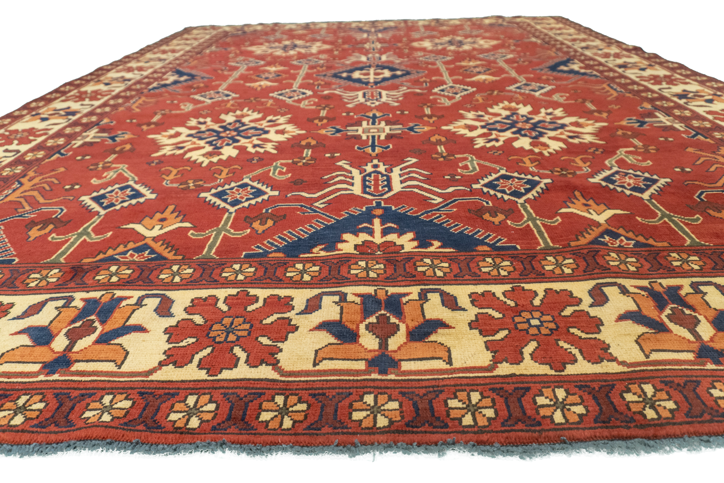 W 7 L 9.2 Bakhtiarie 100% Wool Hand-Woven Geometric Design - 56177