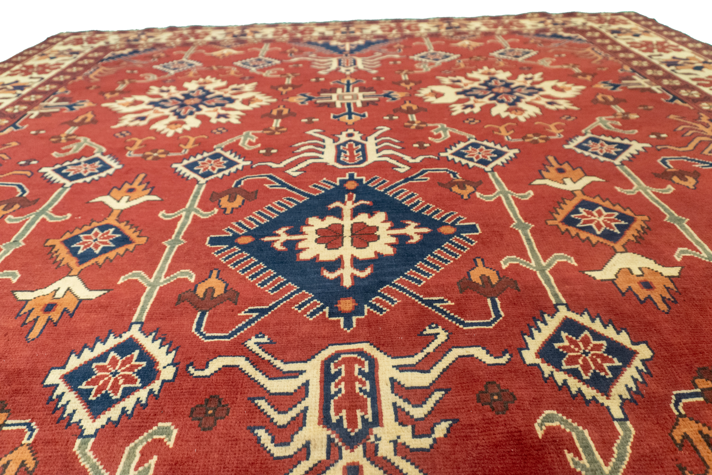W 7 L 9.2 Bakhtiarie 100% Wool Hand-Woven Geometric Design - 56177