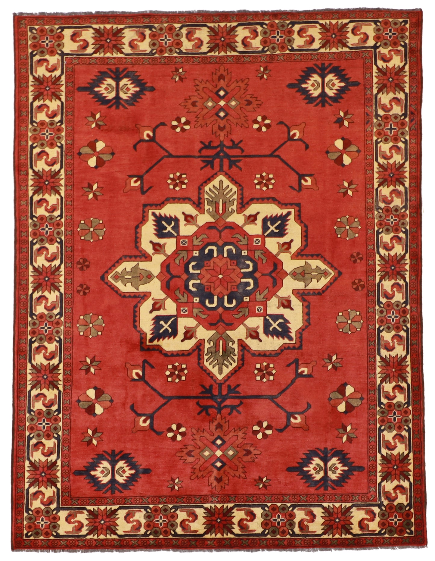 W 5.1 L 6.10 Heriz 100% Wool Hand-Woven Geometric Design - 56181