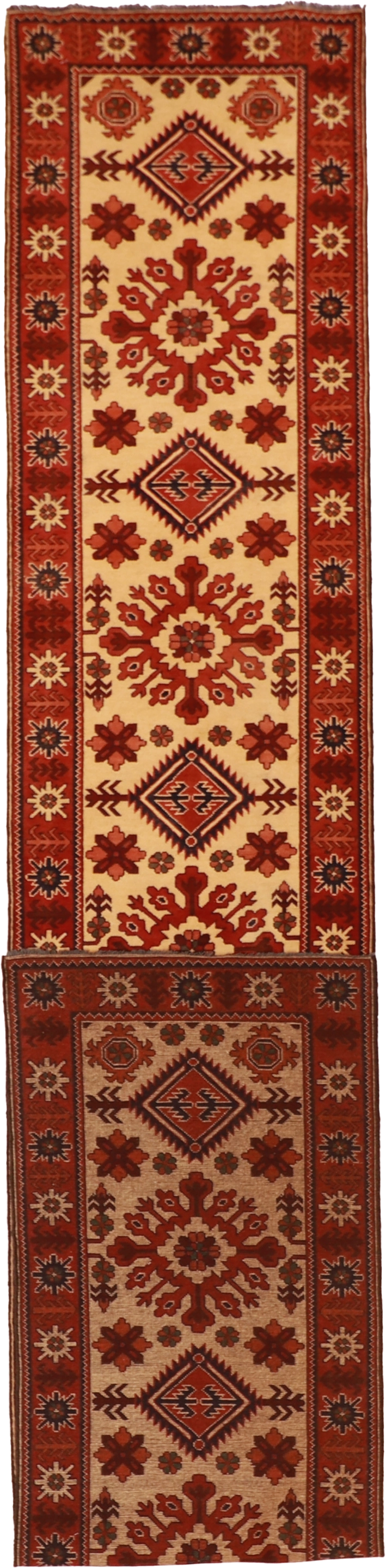 W 2.9 L 17 Hamadan Runner 100% Wool Hand-Woven Geometric Design - 56189