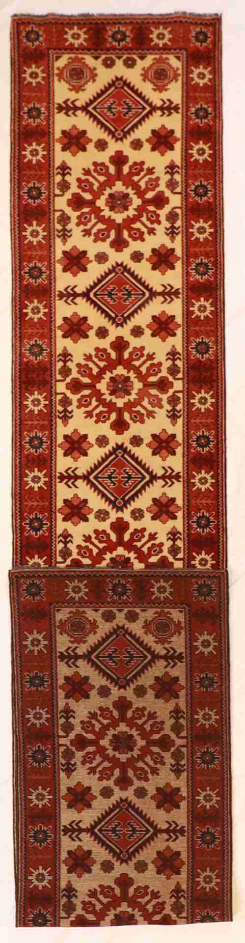 W 2.9 - L 17 - Hamadan Fine Geometric Rectangle - Finest Hand-Knotted Quality Wool - 56189