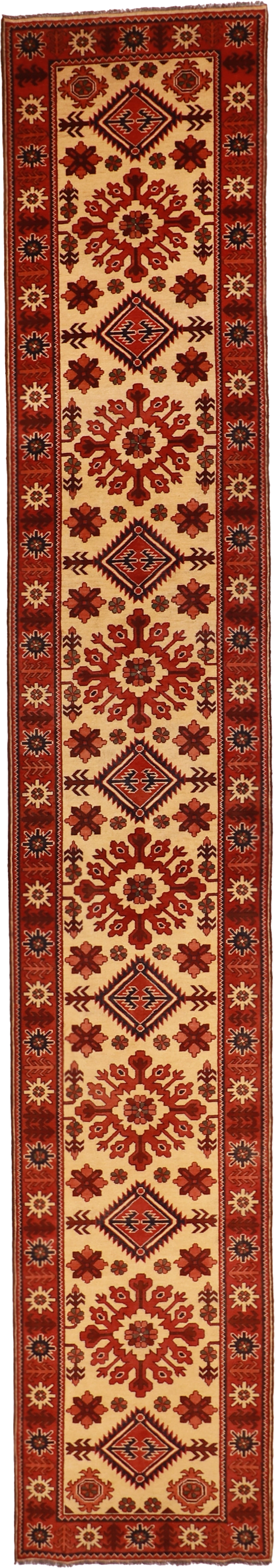 W 2.9 L 17 Hamadan Runner 100% Wool Hand-Woven Geometric Design - 56189