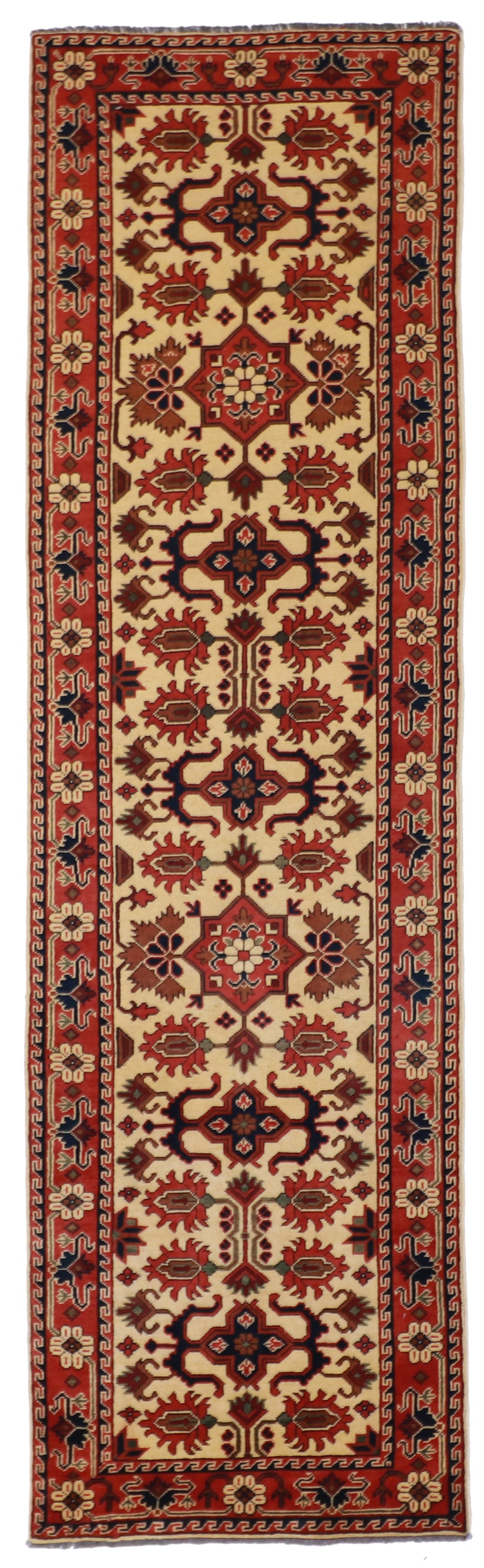 W 2.8 L 9.3 Hamadan Runner 100% Wool Handmade Pakistan Geometric Design - 56191