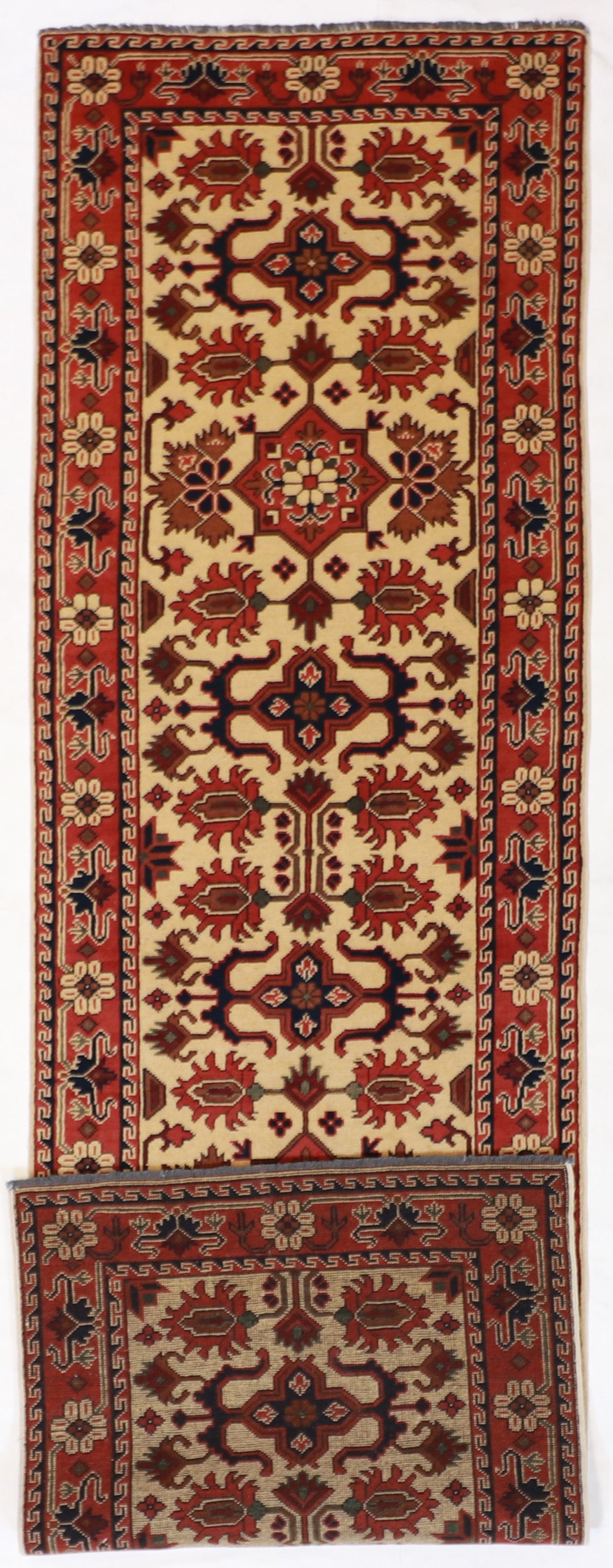 W 2.8 L 9.3 Hamadan Runner 100% Wool Handmade Pakistan Geometric Design - 56191