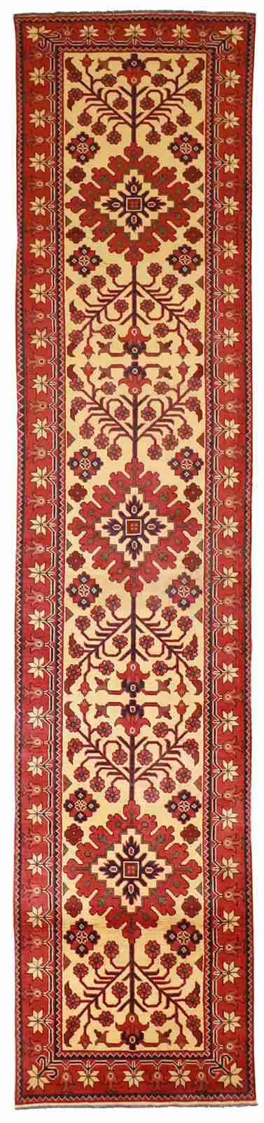 Runner - Tabriz Fine Geometric Rectangle - Hand Knotted Rug — 56193