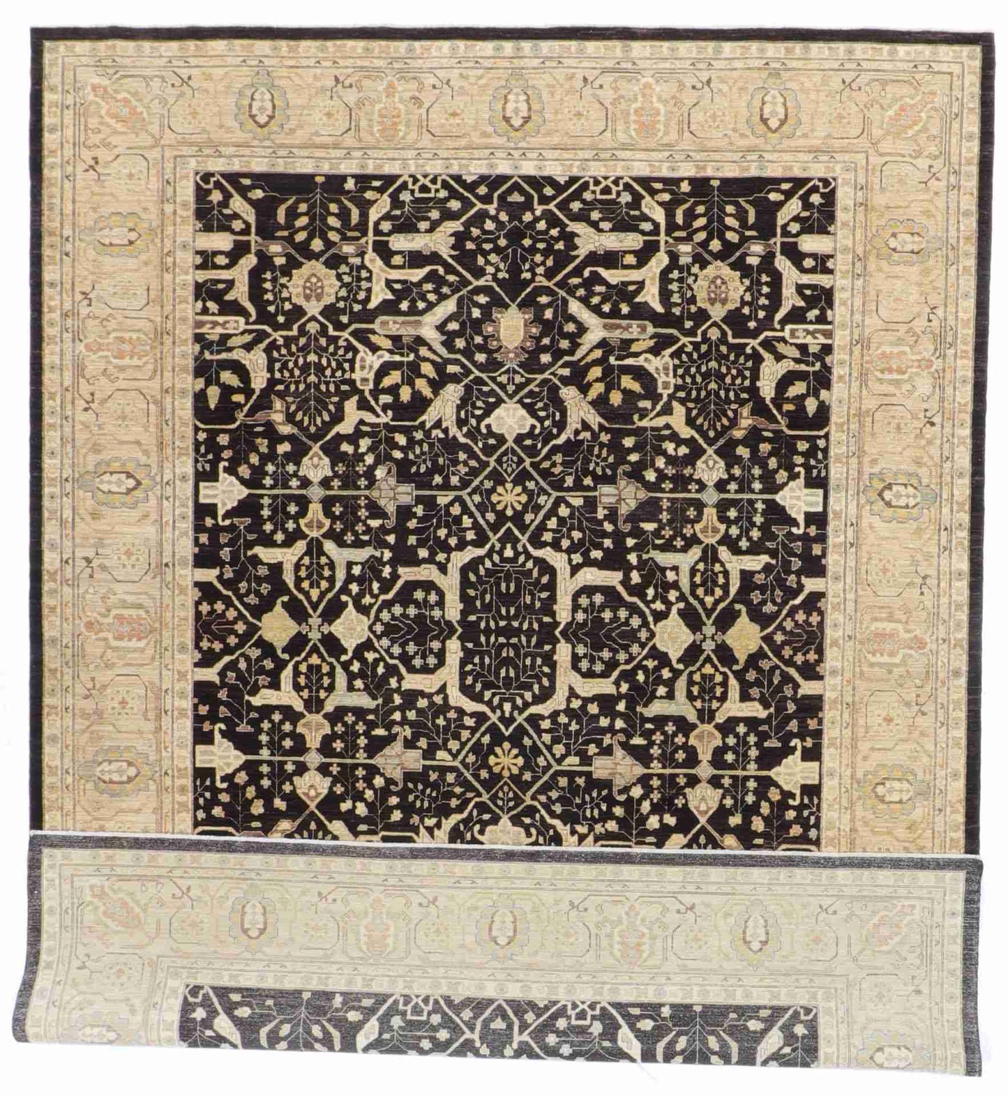 W 9.2 - L 11.11 - Traditional Wool Heriz Rectangle - Hand Woven Rug - 56212